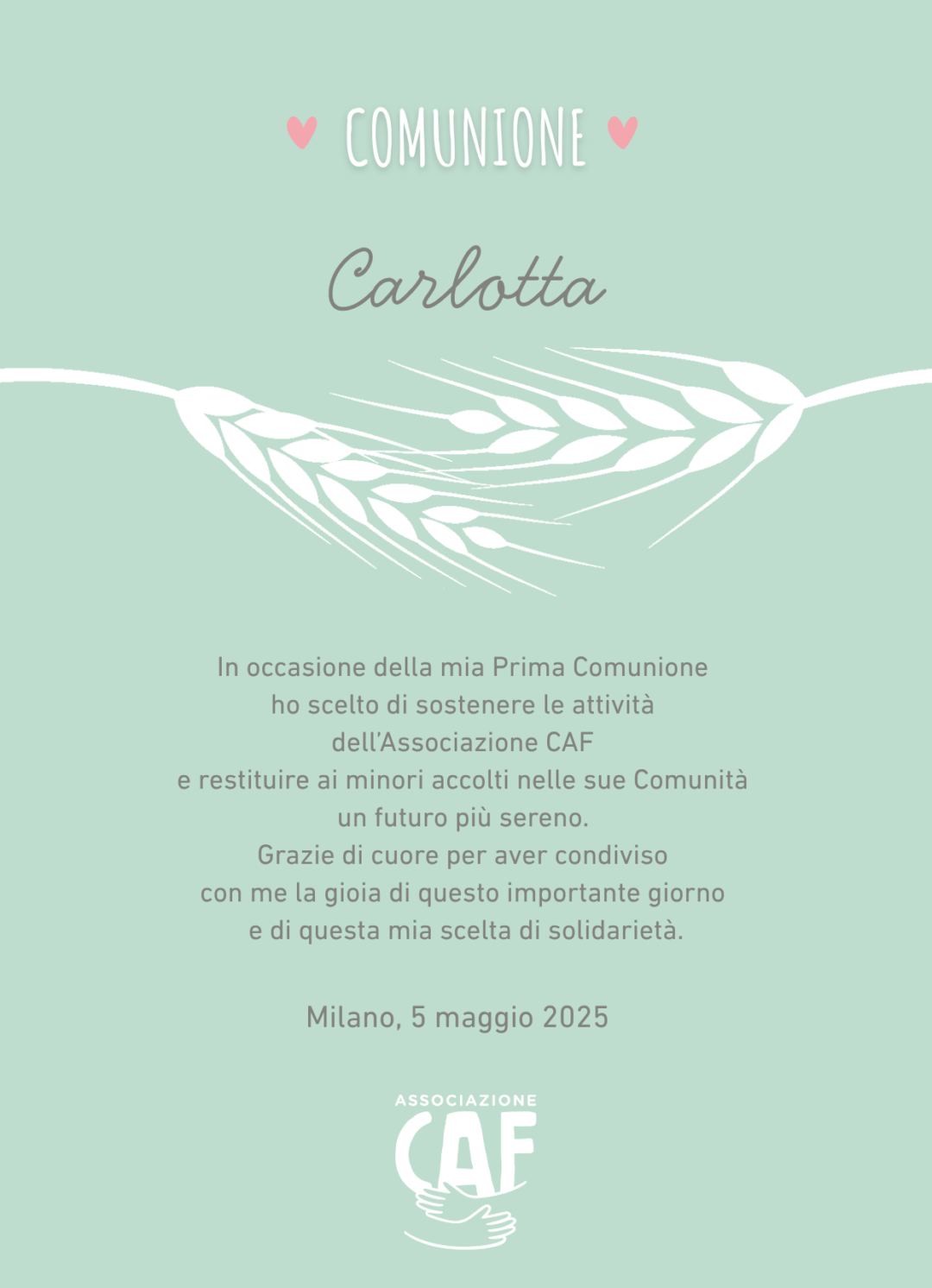 Pergamena solidale comunione - Associazione CAF