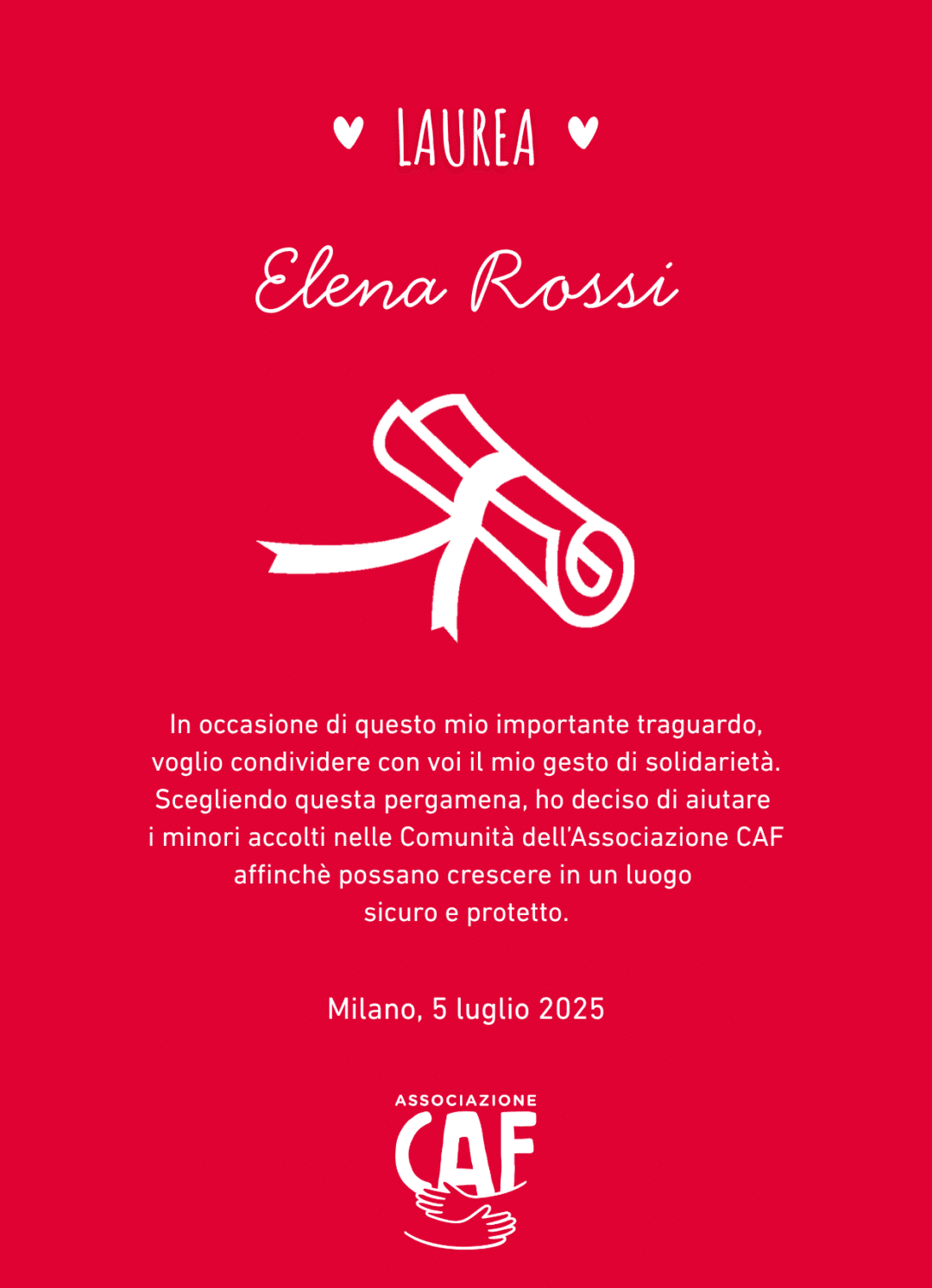 Pergamena solidale Associazione CAF - Laurea