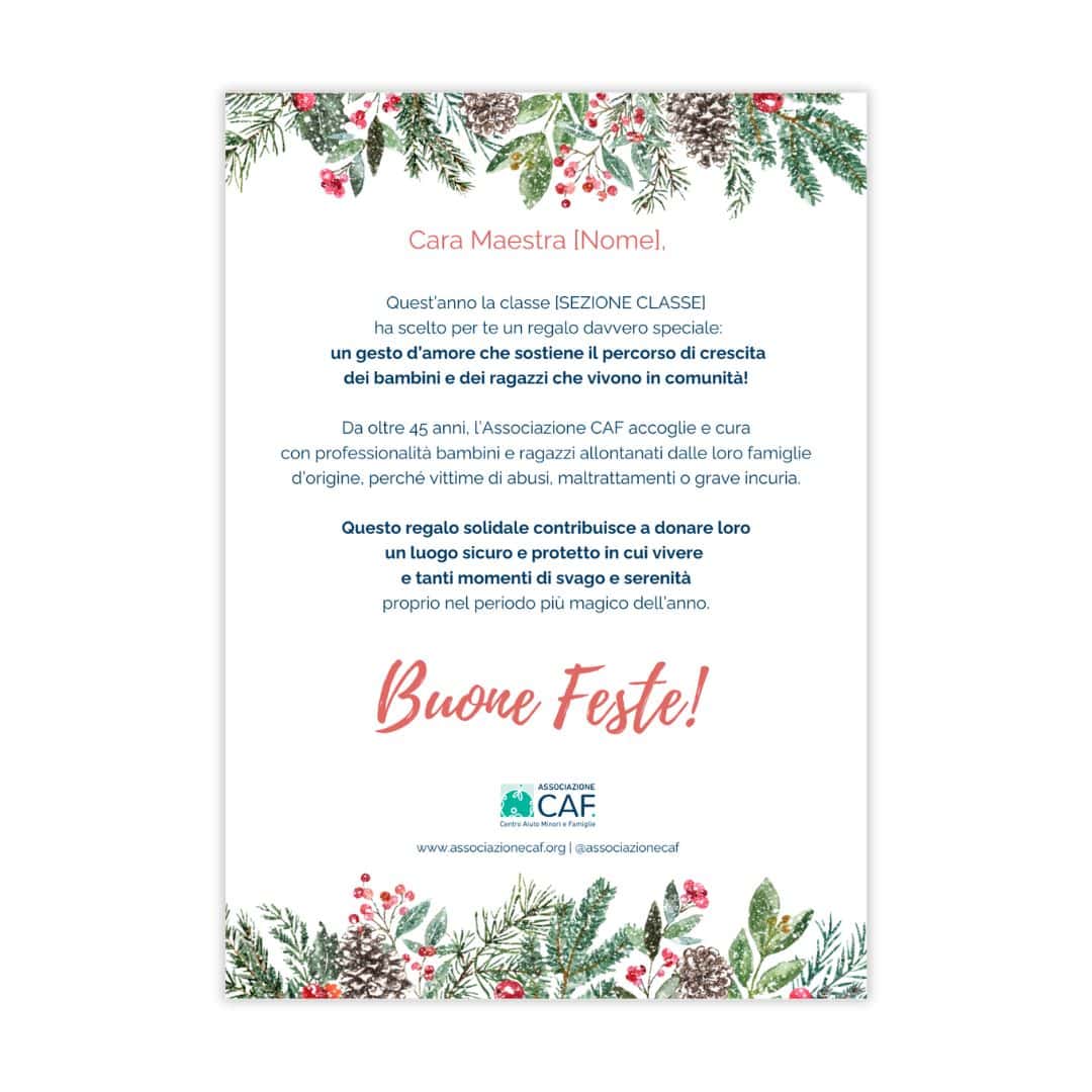 Regalo di Natale per maestre - Associazione CAF