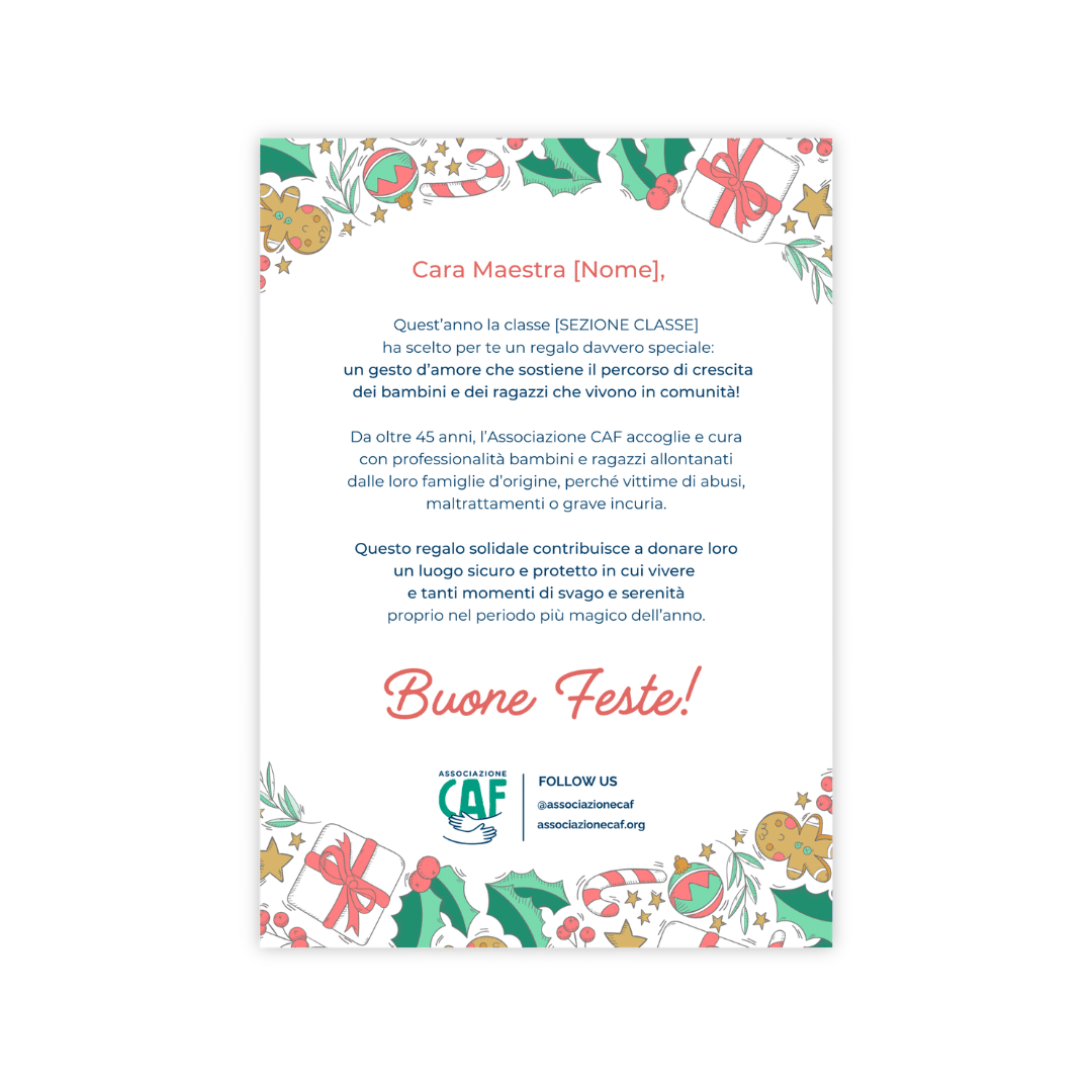 Regalo di Natale per maestre - Associazione CAF