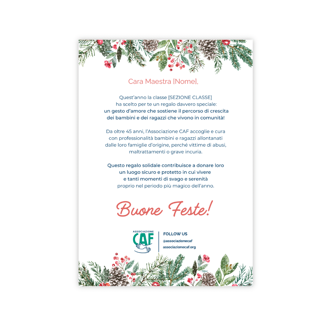 Regalo di Natale per maestre - Associazione CAF