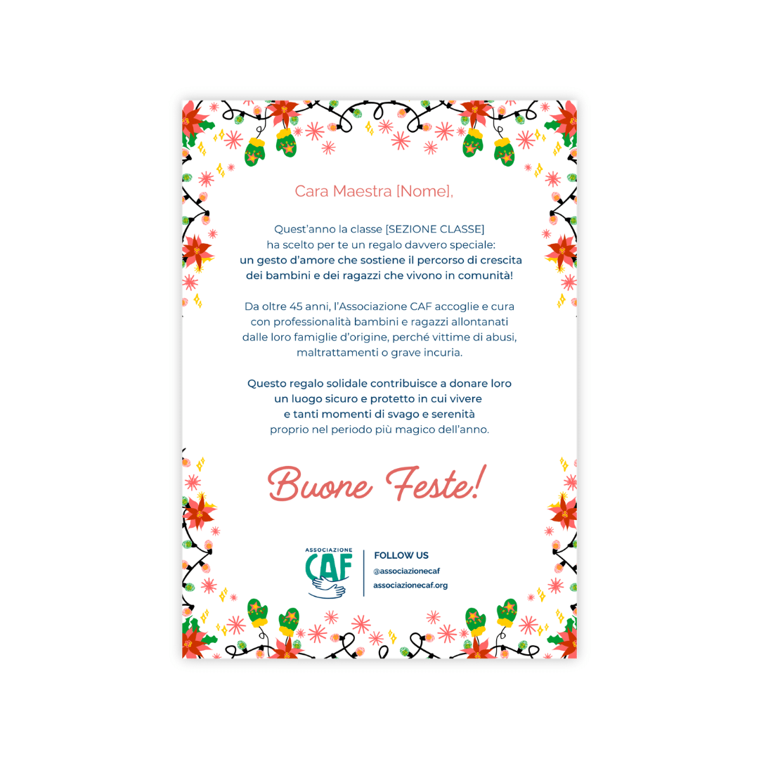Regalo di Natale per maestre - Associazione CAF