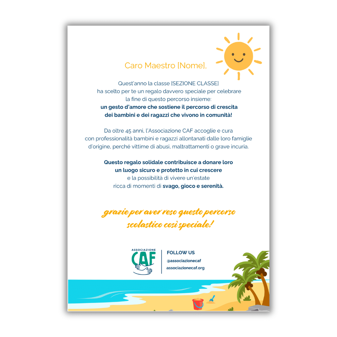 Regalo di fine anno per maestre - Associazione CAF