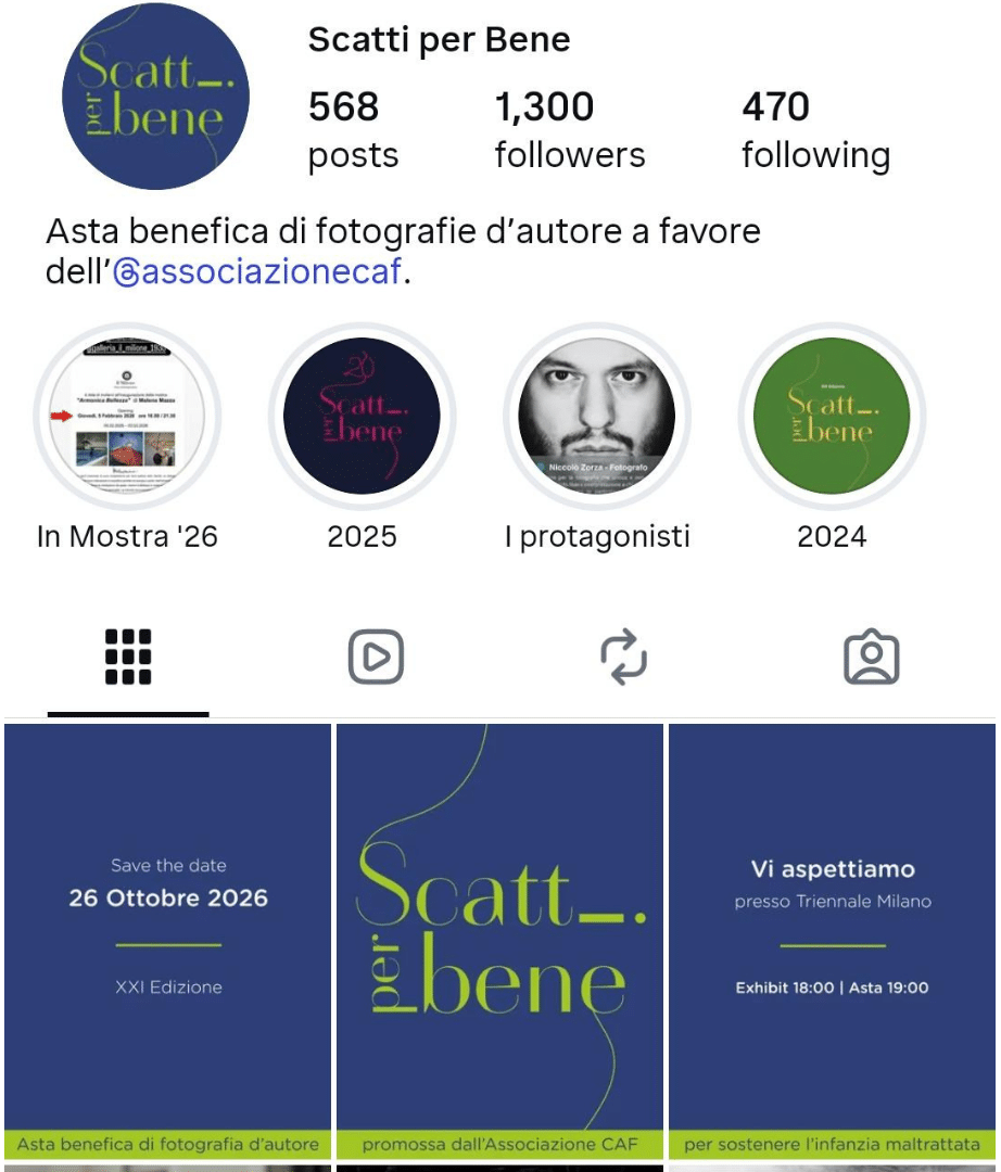Canale IG Scatti per Bene 2026